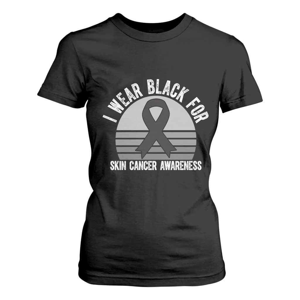 I Wear Black For Skin Cancer T Shirt For Women Retro Vintage Sunset