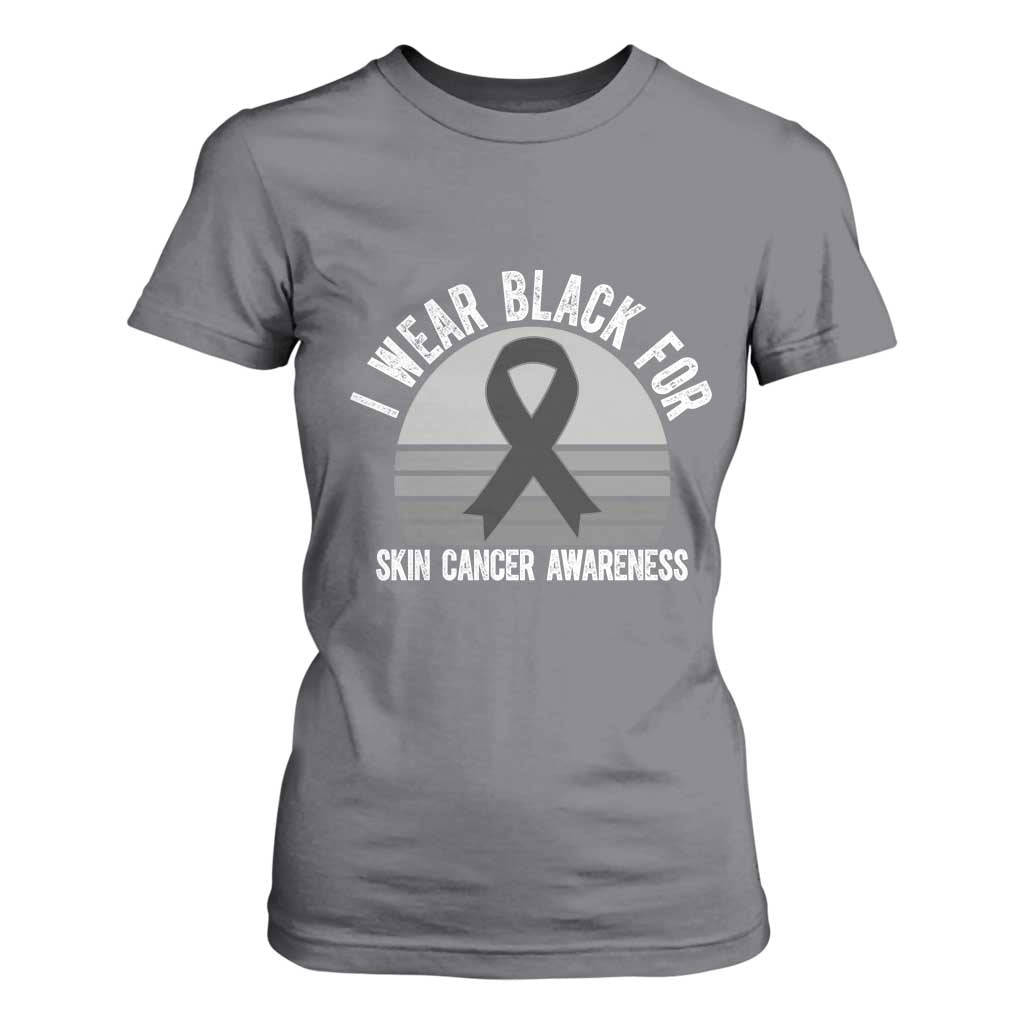 I Wear Black For Skin Cancer T Shirt For Women Retro Vintage Sunset
