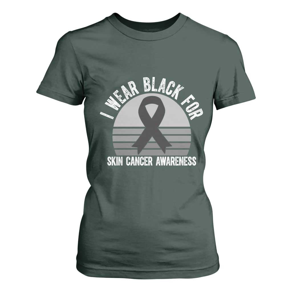 I Wear Black For Skin Cancer T Shirt For Women Retro Vintage Sunset