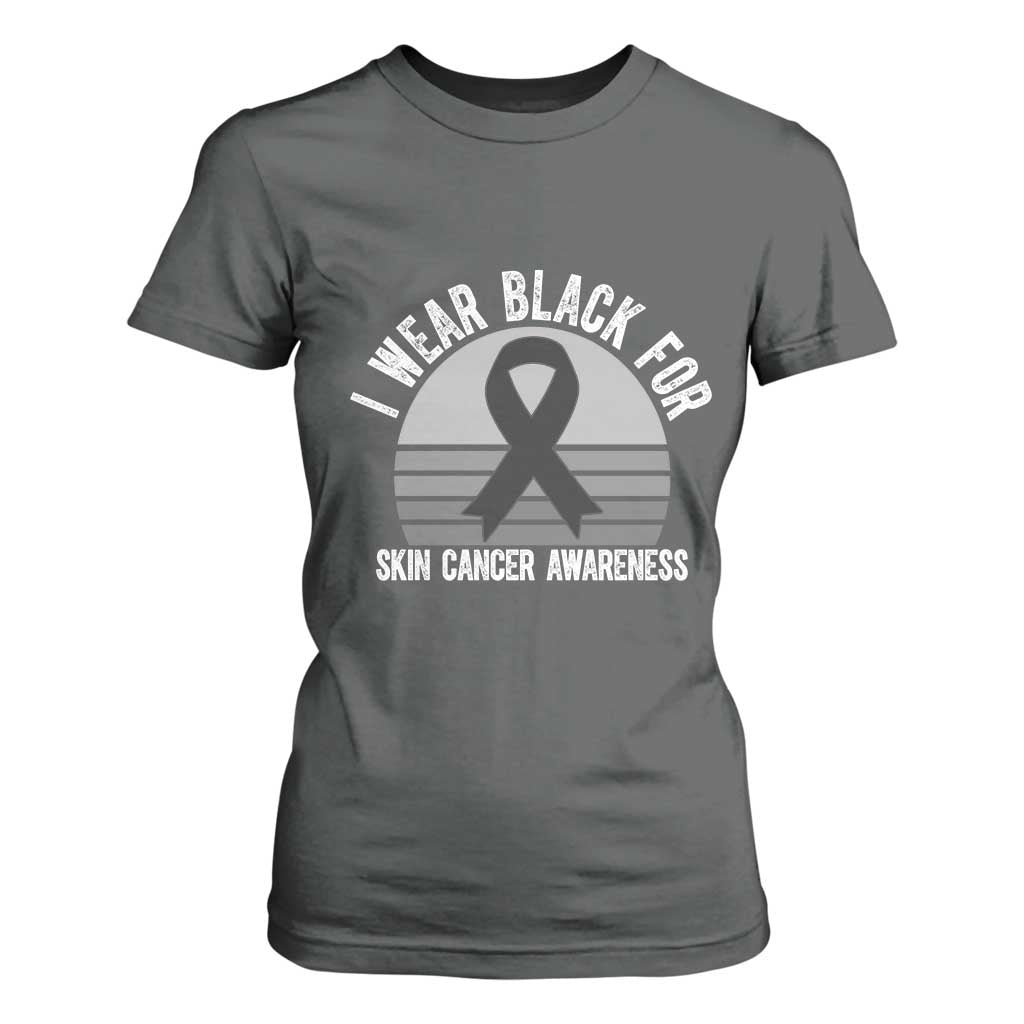 I Wear Black For Skin Cancer T Shirt For Women Retro Vintage Sunset