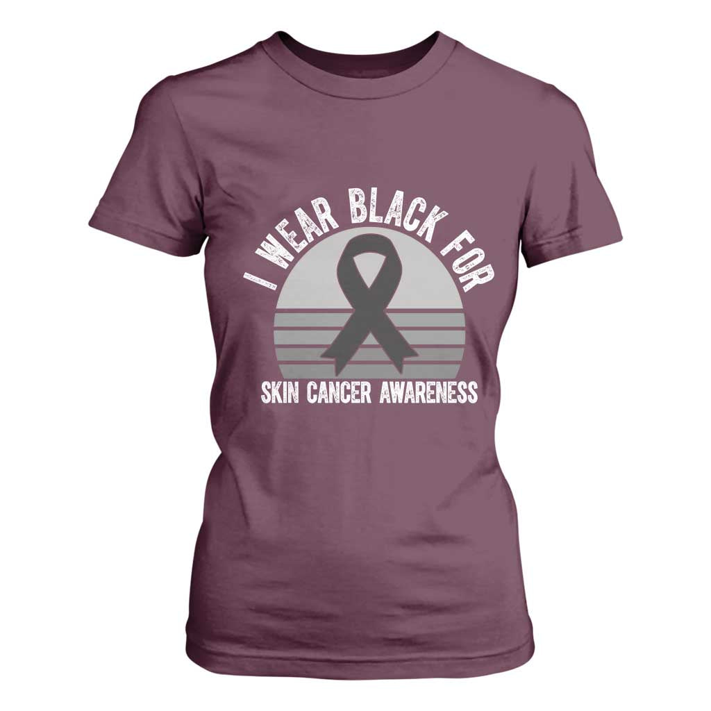I Wear Black For Skin Cancer T Shirt For Women Retro Vintage Sunset