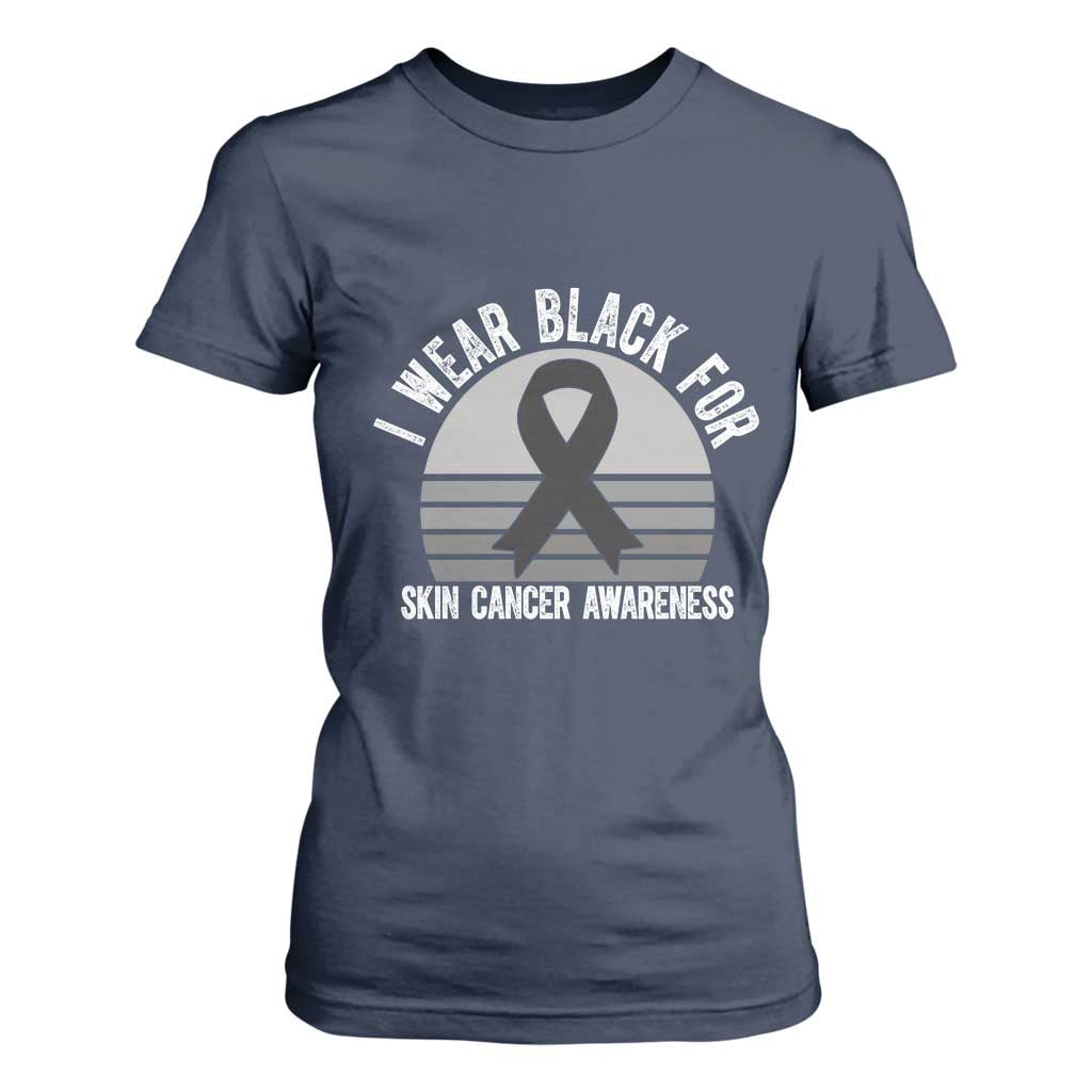 I Wear Black For Skin Cancer T Shirt For Women Retro Vintage Sunset