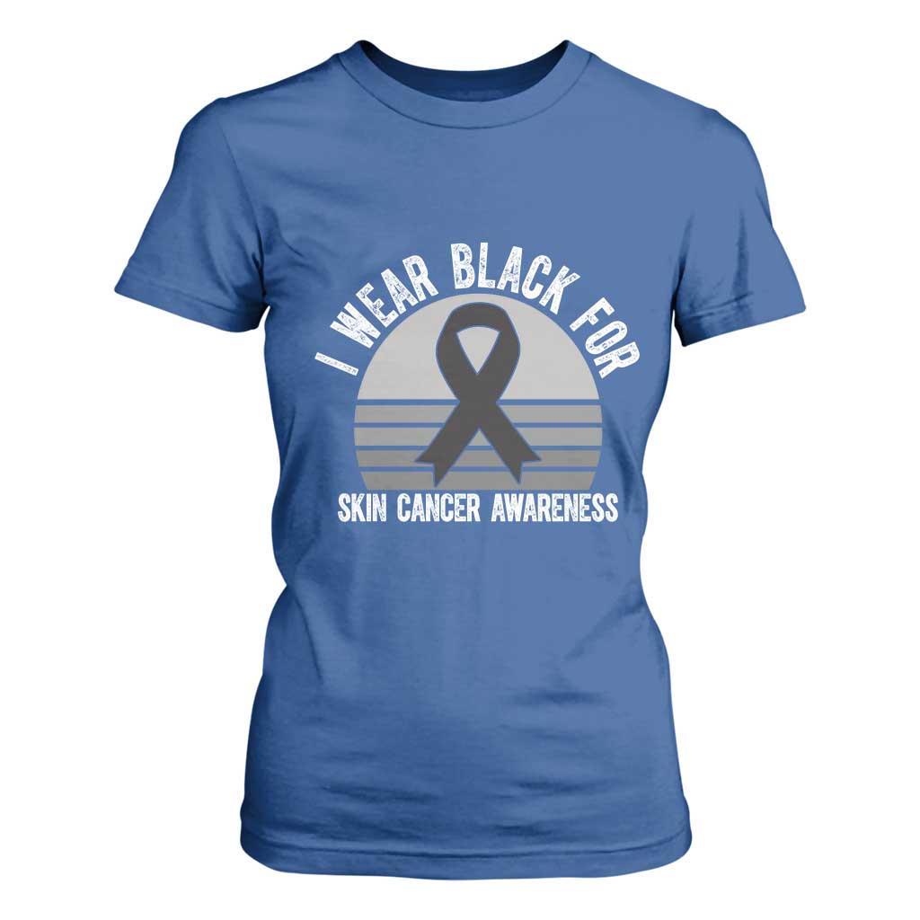 I Wear Black For Skin Cancer T Shirt For Women Retro Vintage Sunset