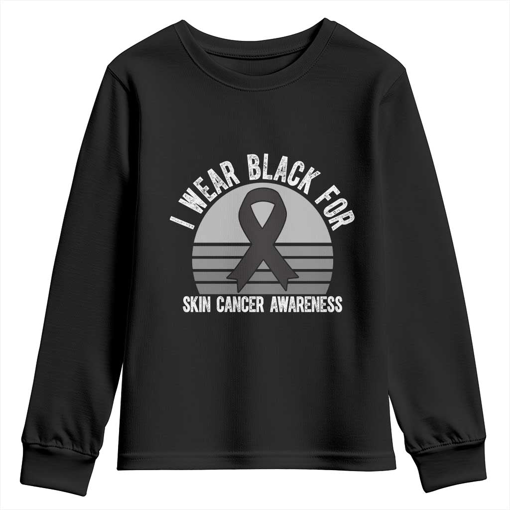 I Wear Black For Skin Cancer Youth Sweatshirt Retro Vintage Sunset