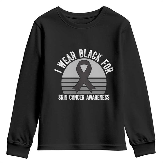 I Wear Black For Skin Cancer Youth Sweatshirt Retro Vintage Sunset