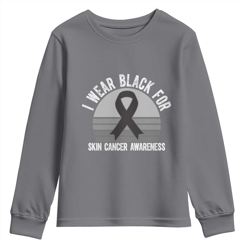 I Wear Black For Skin Cancer Youth Sweatshirt Retro Vintage Sunset