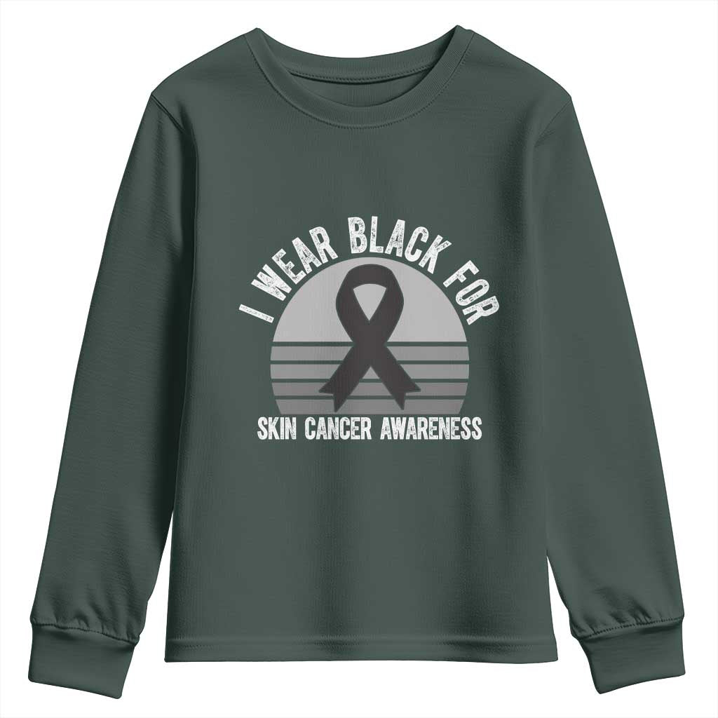 I Wear Black For Skin Cancer Youth Sweatshirt Retro Vintage Sunset