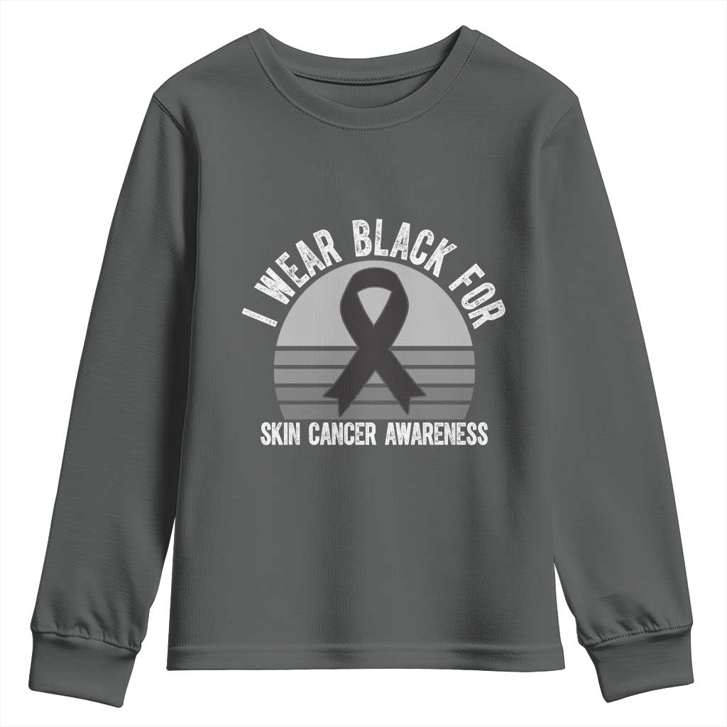 I Wear Black For Skin Cancer Youth Sweatshirt Retro Vintage Sunset