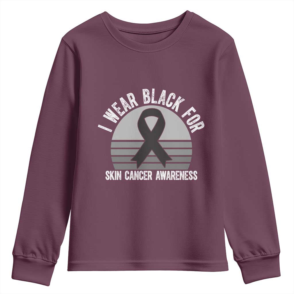 I Wear Black For Skin Cancer Youth Sweatshirt Retro Vintage Sunset
