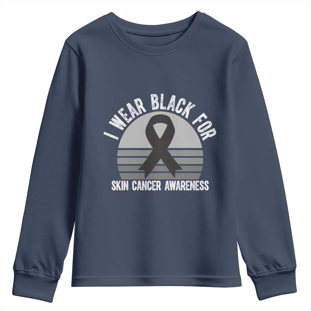 I Wear Black For Skin Cancer Youth Sweatshirt Retro Vintage Sunset