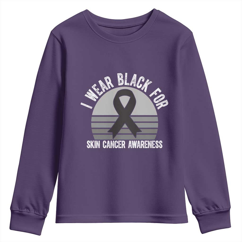 I Wear Black For Skin Cancer Youth Sweatshirt Retro Vintage Sunset