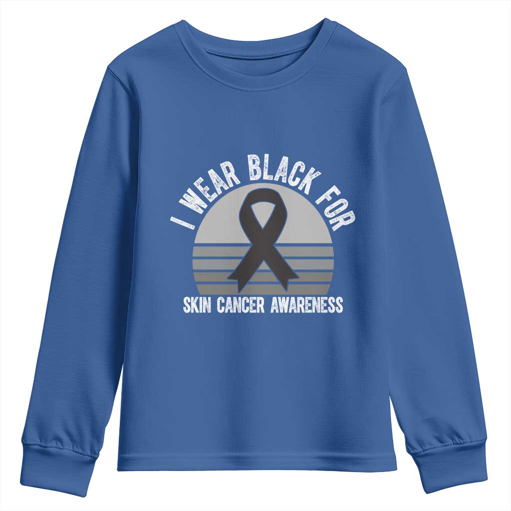 I Wear Black For Skin Cancer Youth Sweatshirt Retro Vintage Sunset