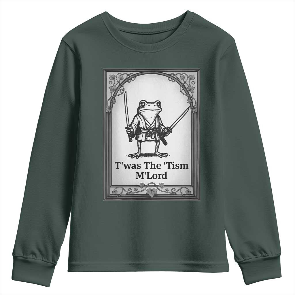 T’was The Tism M’Lord Youth Sweatshirt Funny Medieval Knight Frog Gift