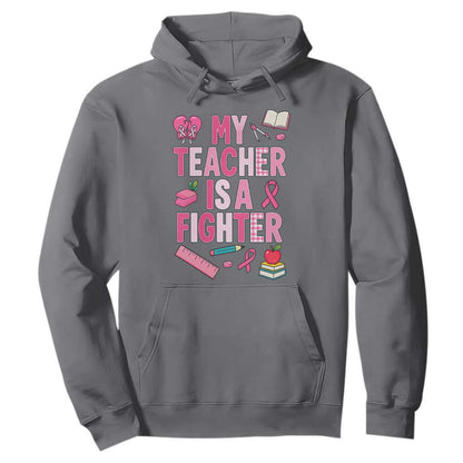 Breast Cancer Teacher Support Hoodie She Is A Fighter Pink Ribbon