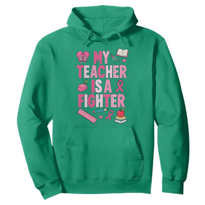 Breast Cancer Teacher Support Hoodie She Is A Fighter Pink Ribbon