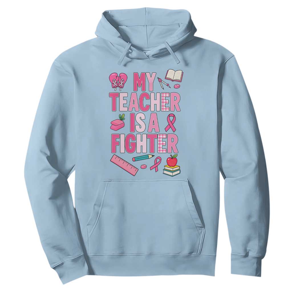 Breast Cancer Teacher Support Hoodie She Is A Fighter Pink Ribbon