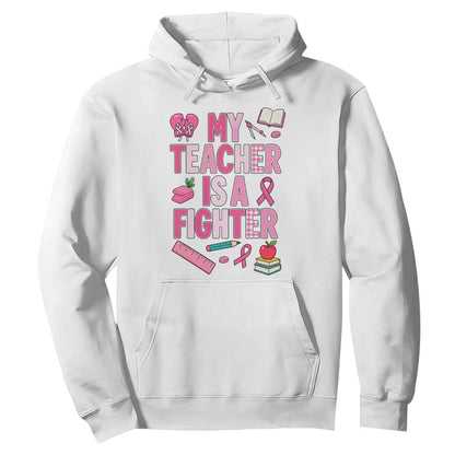 Breast Cancer Teacher Support Hoodie She Is A Fighter Pink Ribbon