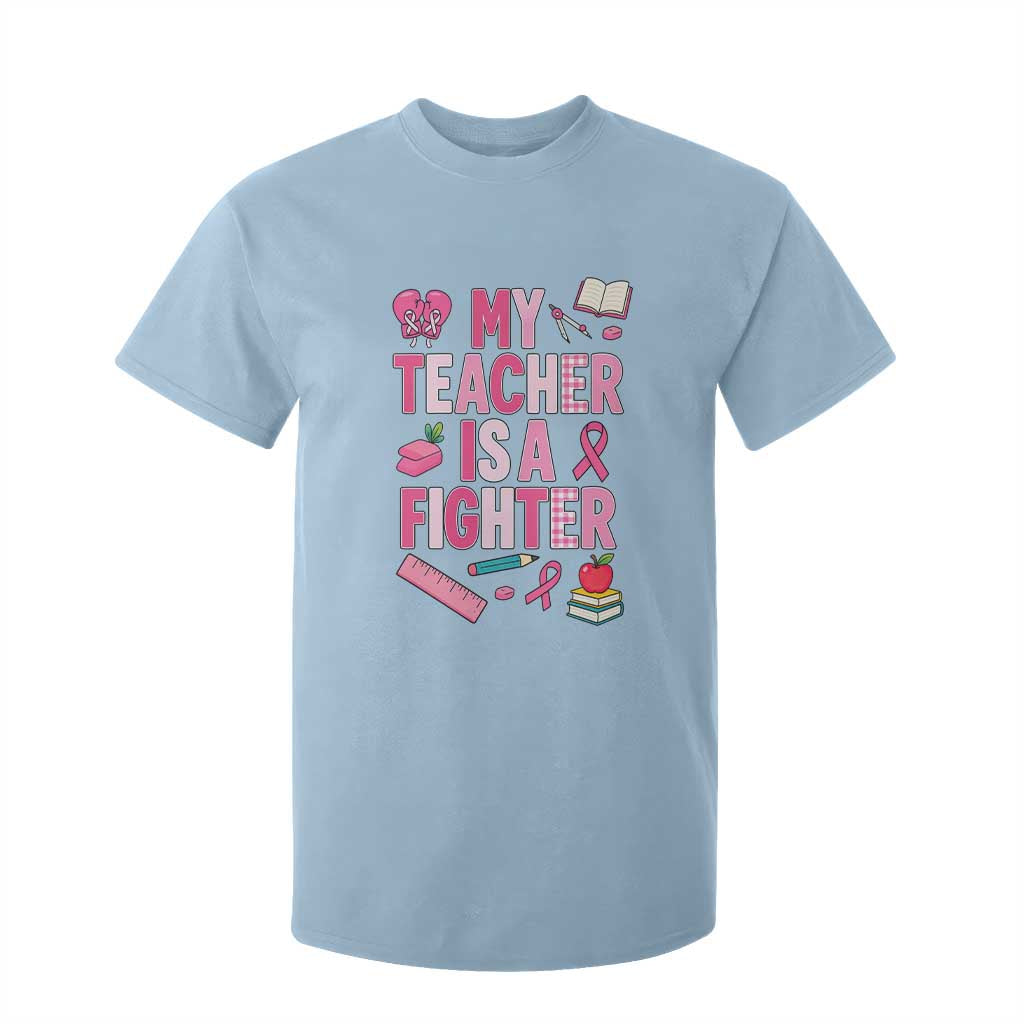 Breast Cancer Teacher Support T Shirt For Kid She Is A Fighter Pink Ribbon