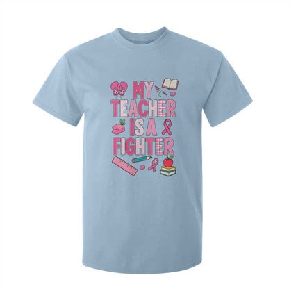 Breast Cancer Teacher Support T Shirt For Kid She Is A Fighter Pink Ribbon