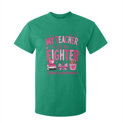 Pink Ribbon Teacher Support T Shirt For Kid She Is A Fighter Breast Cancer