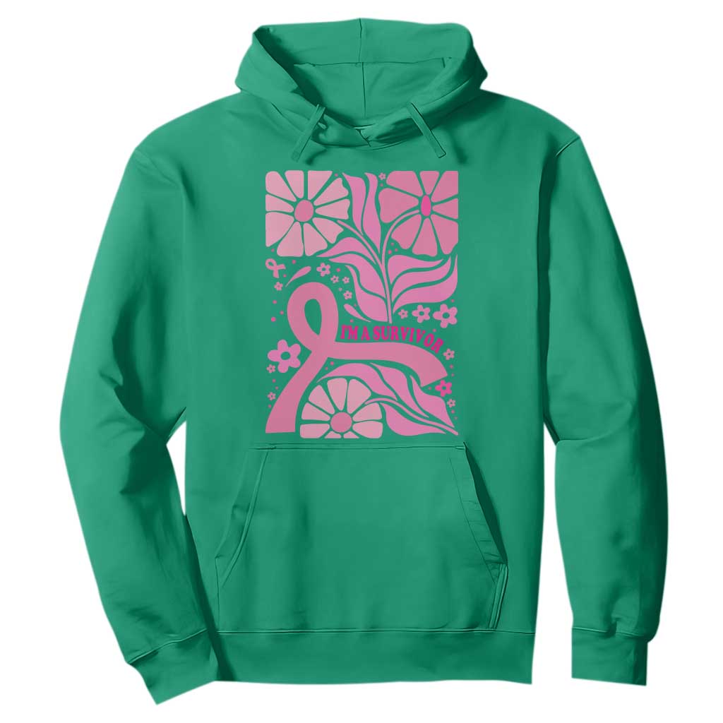 Boho Floral Breast Cancer Survivor Hoodie Pink Ribbon Strength