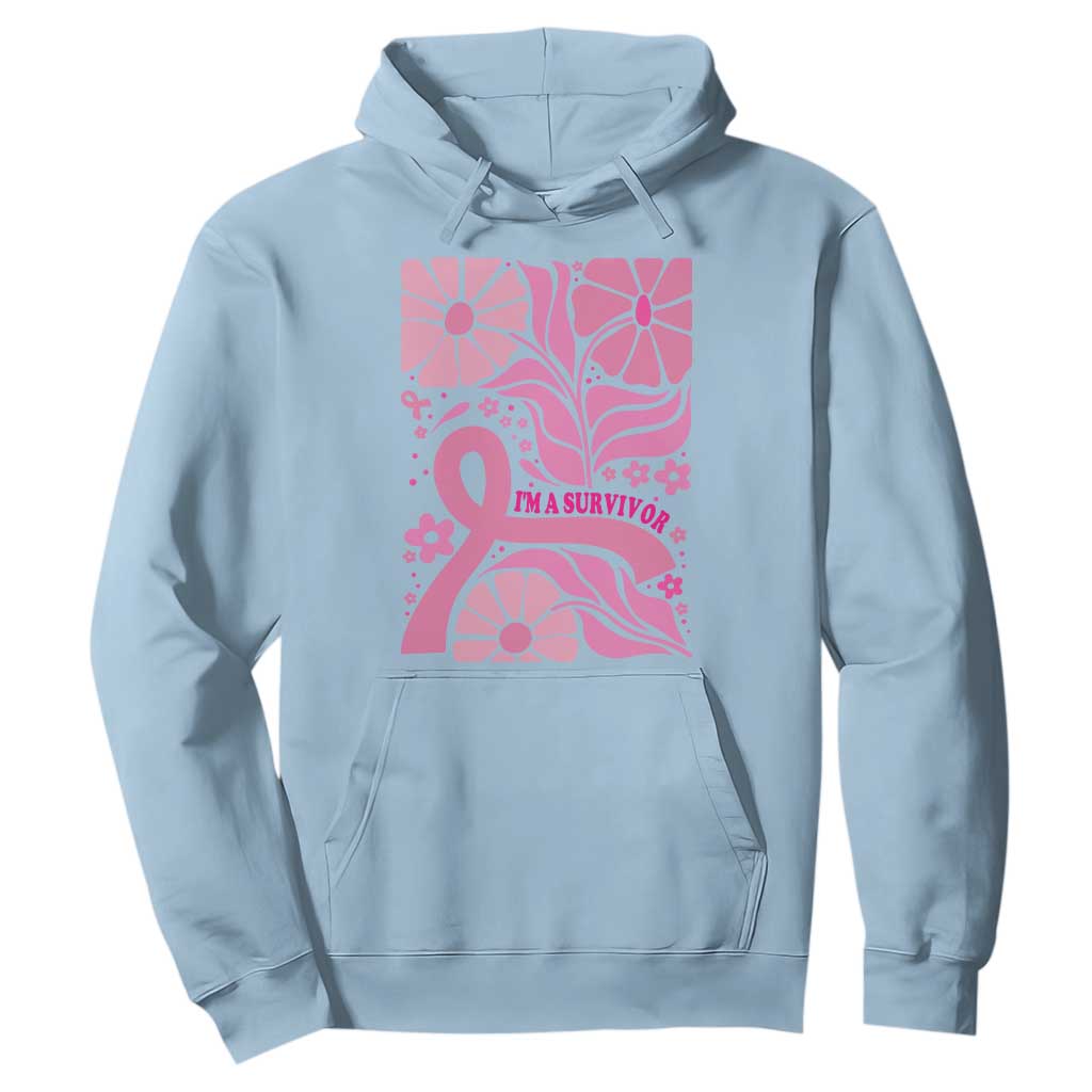 Boho Floral Breast Cancer Survivor Hoodie Pink Ribbon Strength