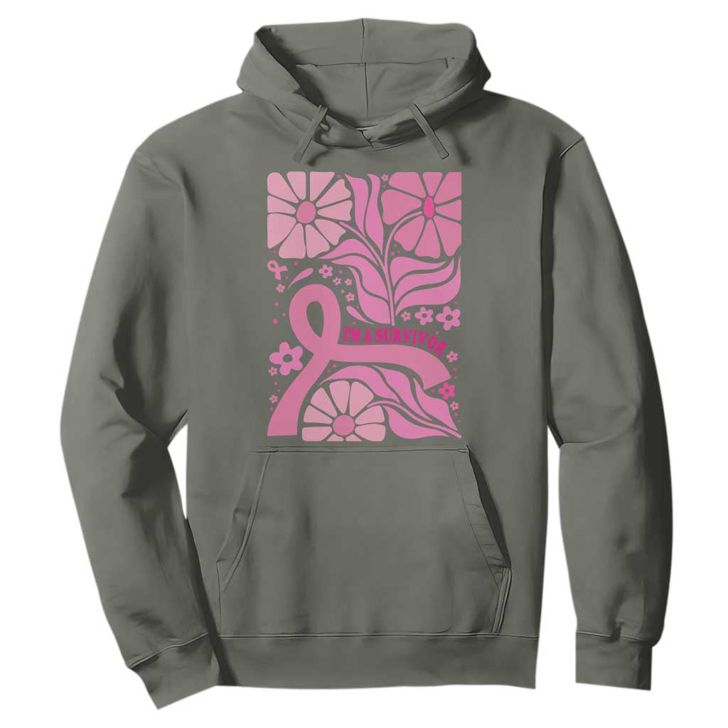 Boho Floral Breast Cancer Survivor Hoodie Pink Ribbon Strength