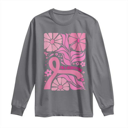 Boho Floral Breast Cancer Survivor Long Sleeve Shirt Pink Ribbon Strength