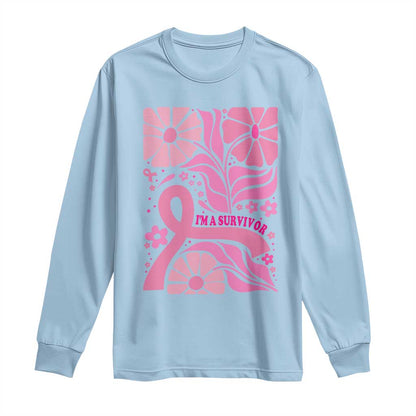 Boho Floral Breast Cancer Survivor Long Sleeve Shirt Pink Ribbon Strength