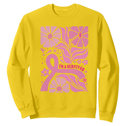 Boho Floral Breast Cancer Survivor Sweatshirt Pink Ribbon Strength
