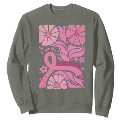 Boho Floral Breast Cancer Survivor Sweatshirt Pink Ribbon Strength