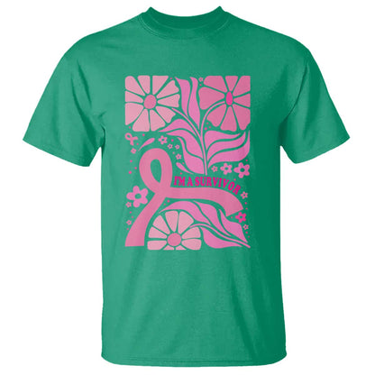 Boho Floral Breast Cancer Survivor T Shirt Pink Ribbon Strength