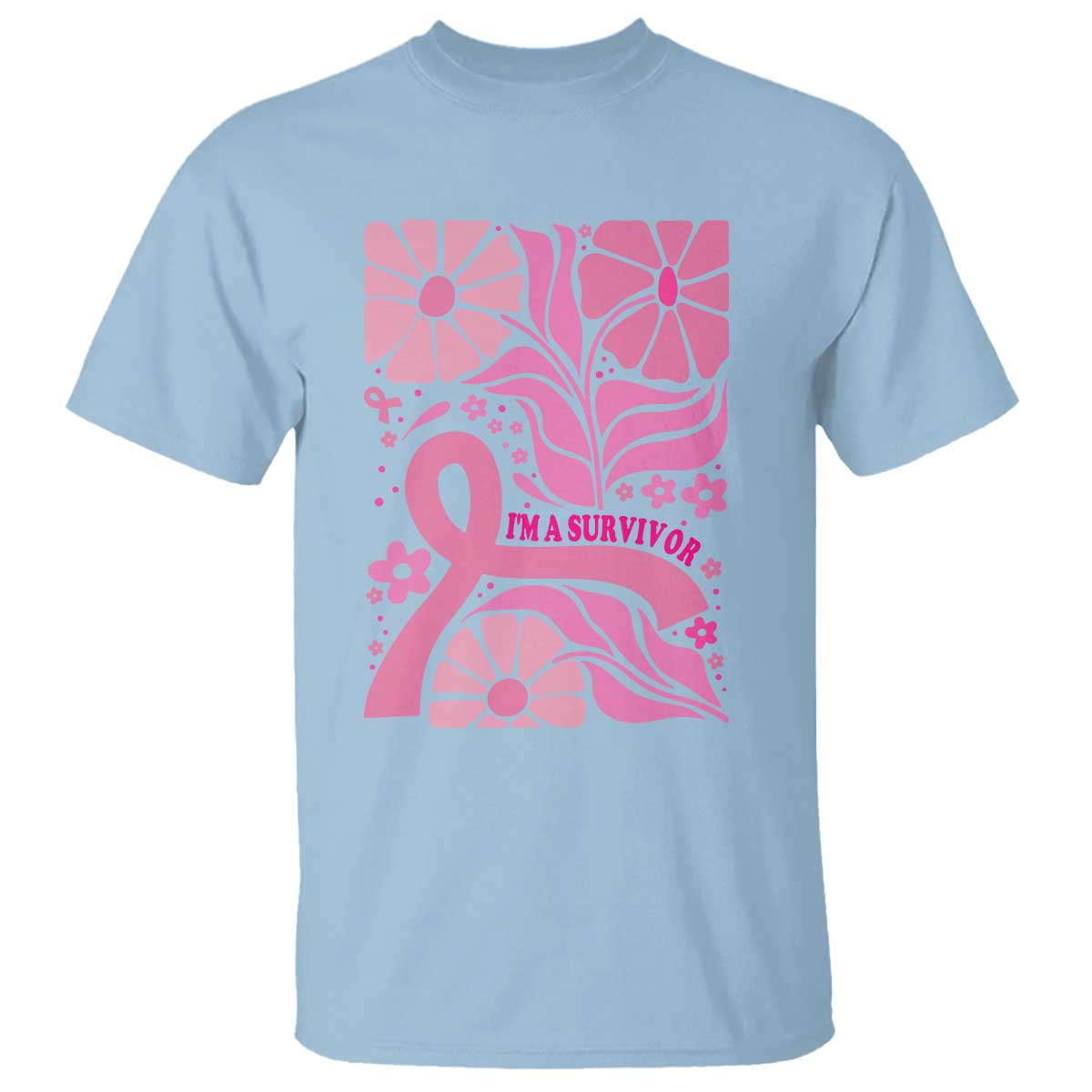 Boho Floral Breast Cancer Survivor T Shirt Pink Ribbon Strength