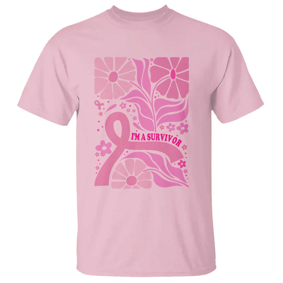 Boho Floral Breast Cancer Survivor T Shirt Pink Ribbon Strength