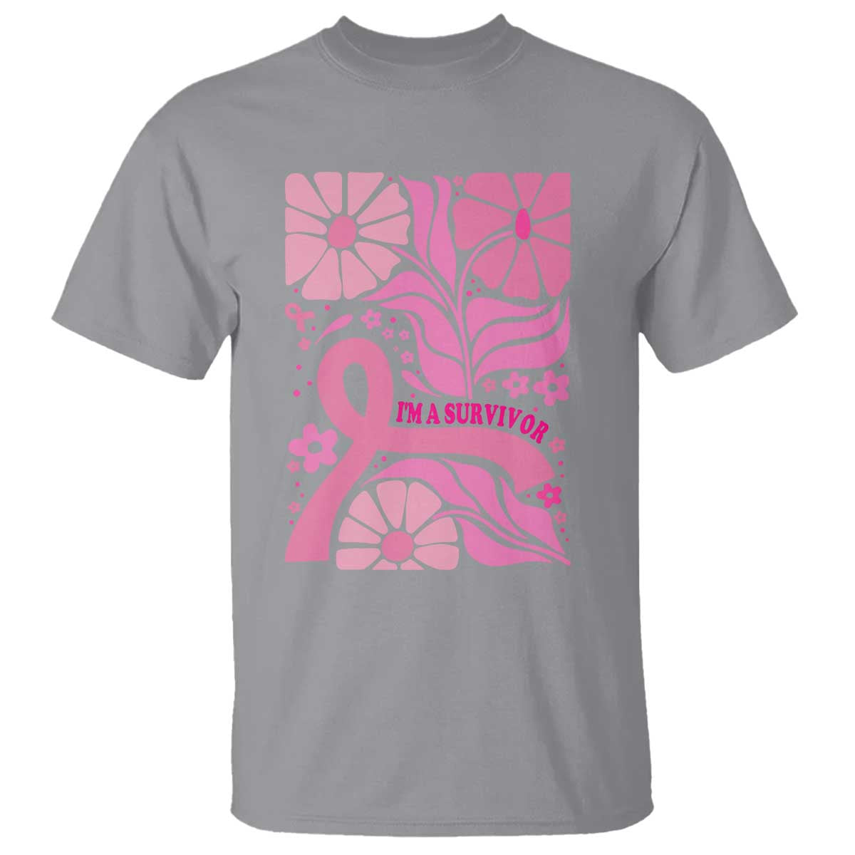 Boho Floral Breast Cancer Survivor T Shirt Pink Ribbon Strength