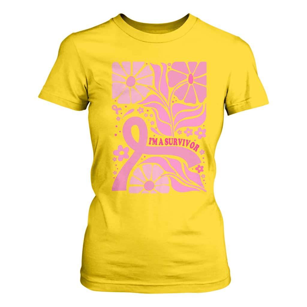 Boho Floral Breast Cancer Survivor T Shirt For Women Pink Ribbon Strength