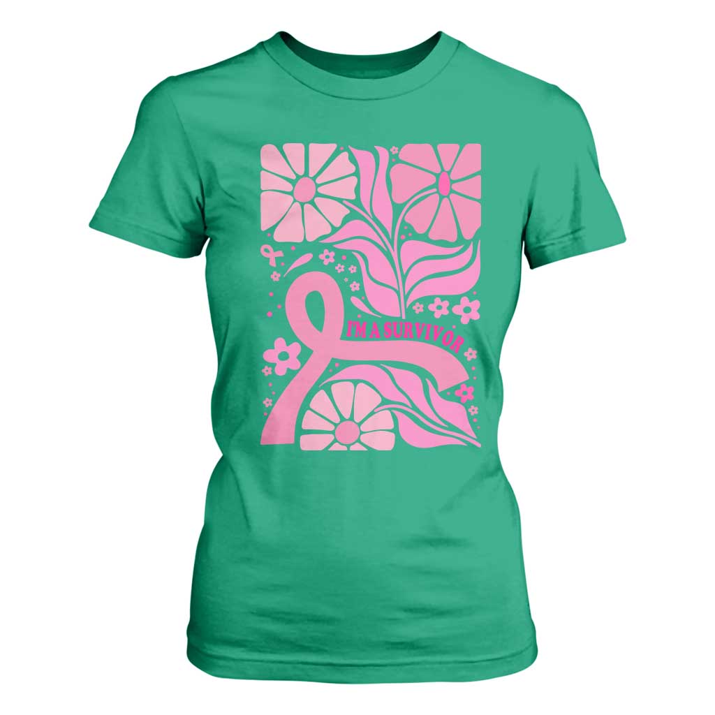 Boho Floral Breast Cancer Survivor T Shirt For Women Pink Ribbon Strength
