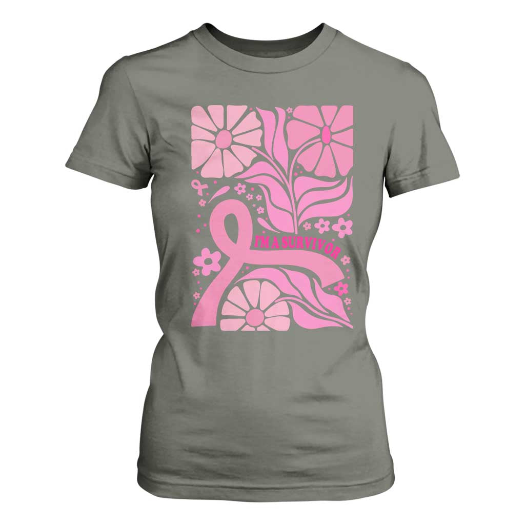 Boho Floral Breast Cancer Survivor T Shirt For Women Pink Ribbon Strength