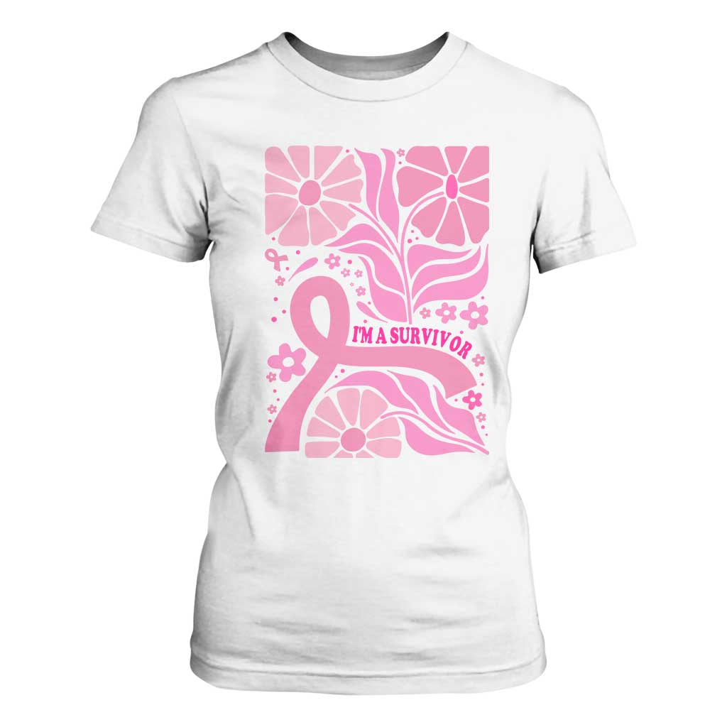 Boho Floral Breast Cancer Survivor T Shirt For Women Pink Ribbon Strength