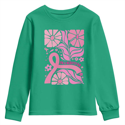 Boho Floral Breast Cancer Survivor Youth Sweatshirt Pink Ribbon Strength