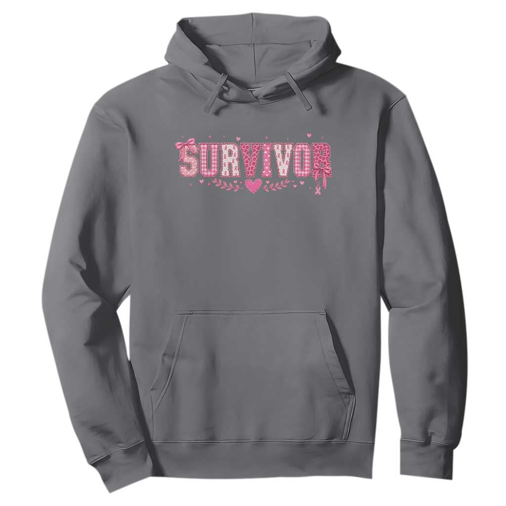 Breast Cancer Survivor Pride Hoodie Pink Coquette Bow Ribbon Strength