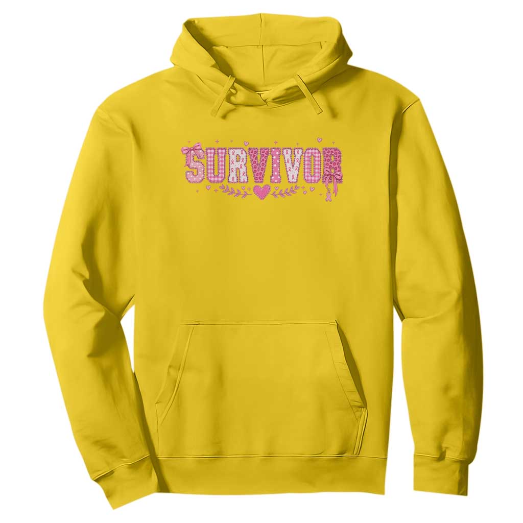Breast Cancer Survivor Pride Hoodie Pink Coquette Bow Ribbon Strength