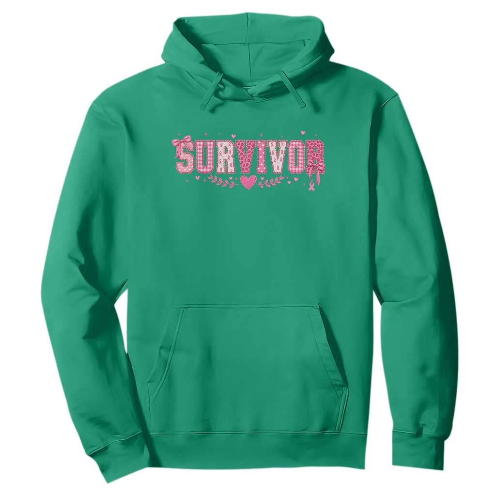 Breast Cancer Survivor Pride Hoodie Pink Coquette Bow Ribbon Strength