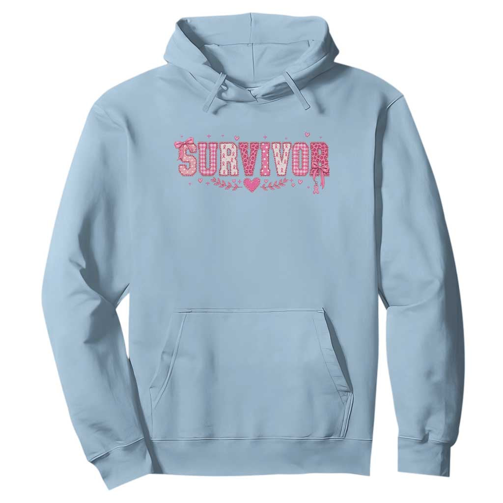 Breast Cancer Survivor Pride Hoodie Pink Coquette Bow Ribbon Strength