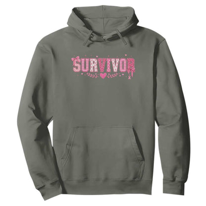 Breast Cancer Survivor Pride Hoodie Pink Coquette Bow Ribbon Strength