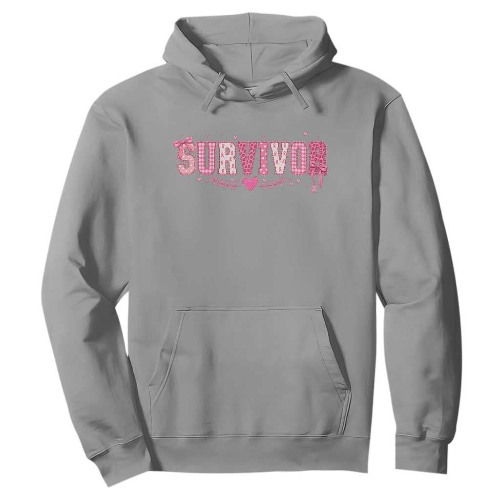 Breast Cancer Survivor Pride Hoodie Pink Coquette Bow Ribbon Strength