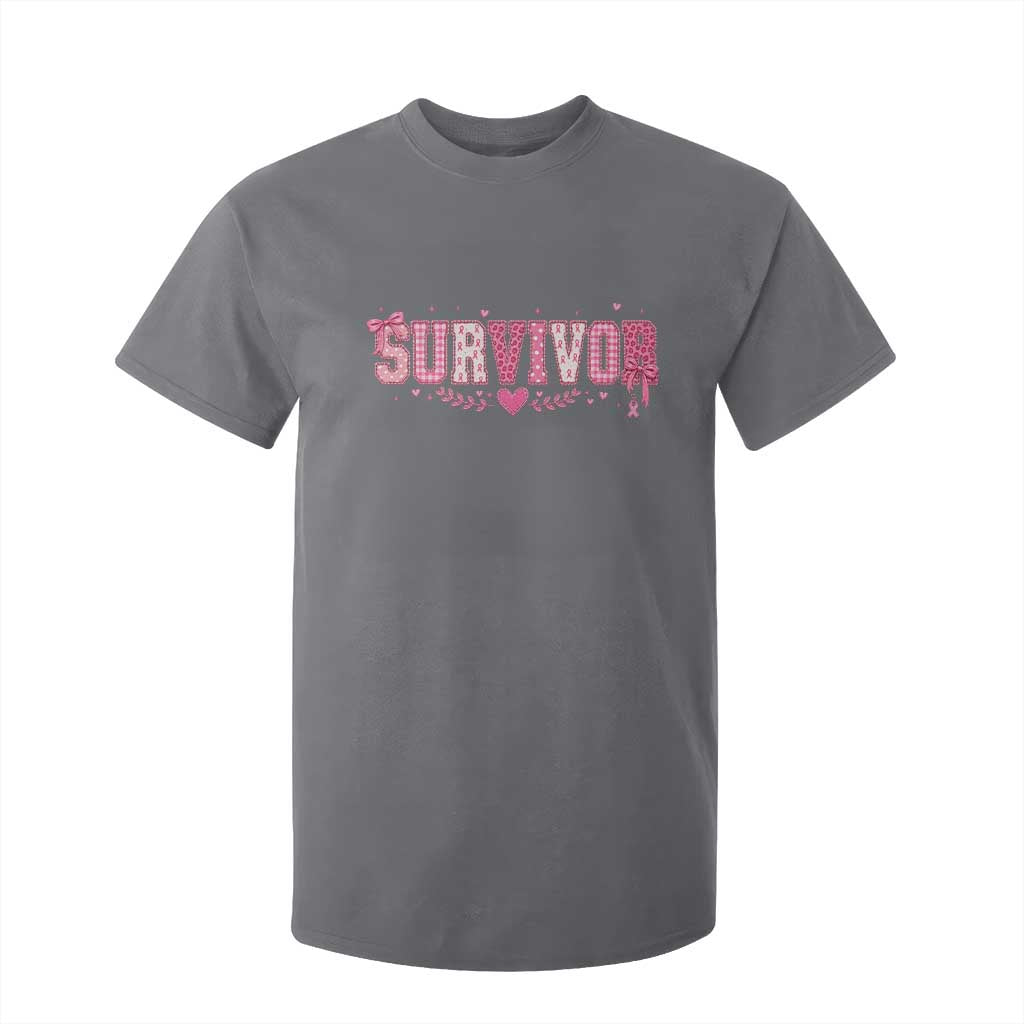 Breast Cancer Survivor Pride T Shirt For Kid Pink Coquette Bow Ribbon Strength