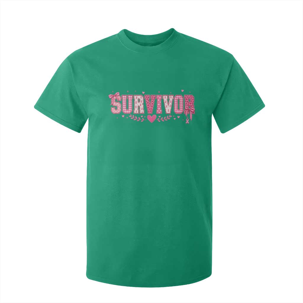 Breast Cancer Survivor Pride T Shirt For Kid Pink Coquette Bow Ribbon Strength