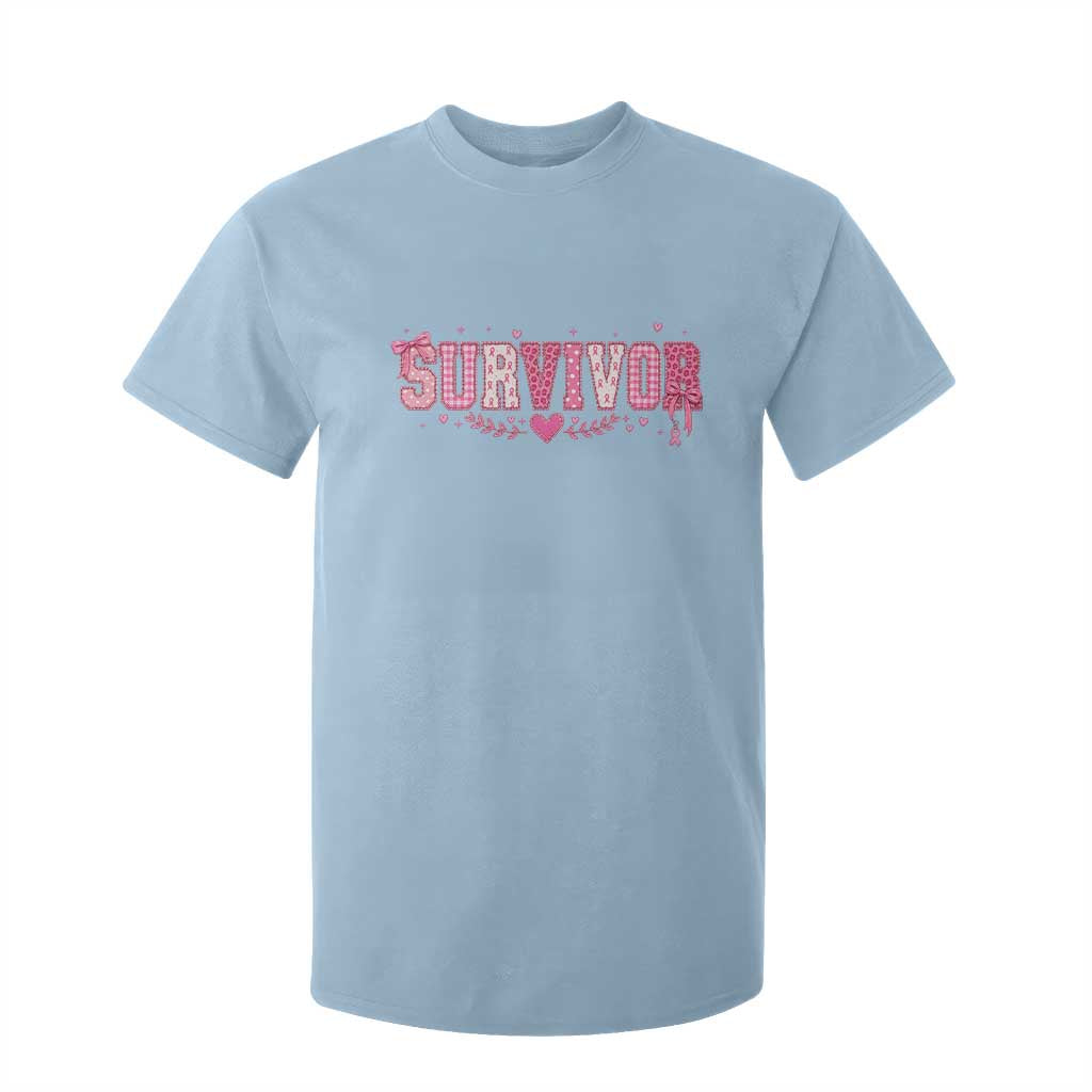 Breast Cancer Survivor Pride T Shirt For Kid Pink Coquette Bow Ribbon Strength