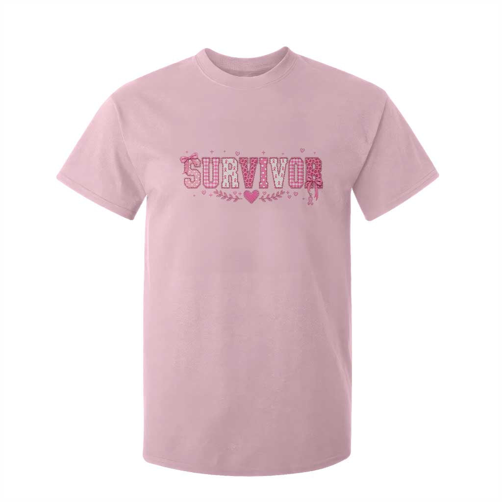 Breast Cancer Survivor Pride T Shirt For Kid Pink Coquette Bow Ribbon Strength